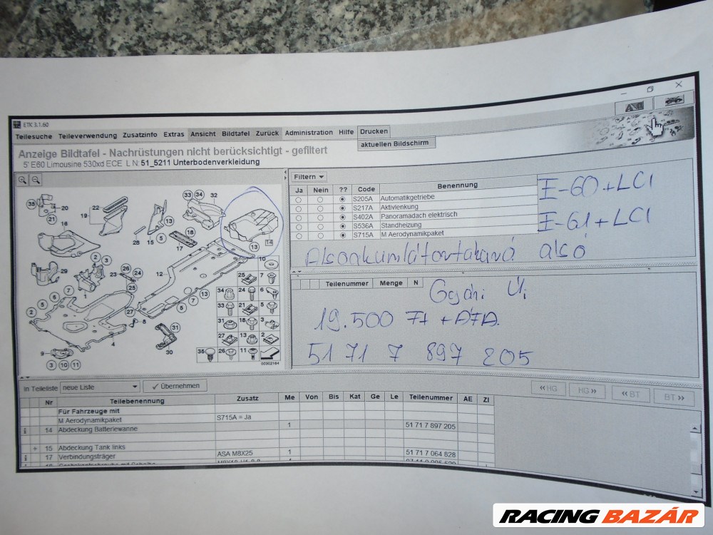 [GYÁRI ÚJ] BMW Akkumulátor alsó takaró 5-ös sorozat / E60+LCI ; E61+LCI  4. kép